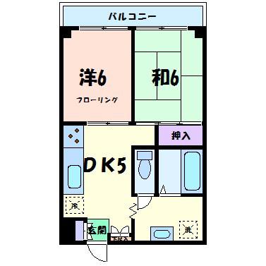 朝日雷門マンション(2DK/10階)の間取り写真
