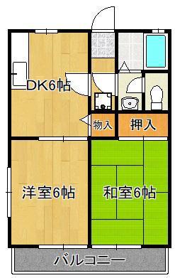 ビーライン上吉田A棟(2DK/1階)の間取り写真
