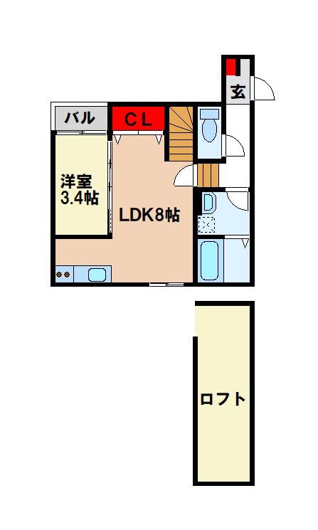 ELLE小郡(1LDK/2階)の間取り写真