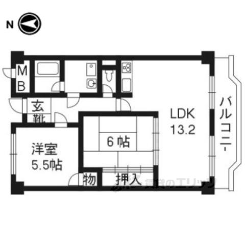グランシエル桂PART2(2LDK/4階)の間取り写真