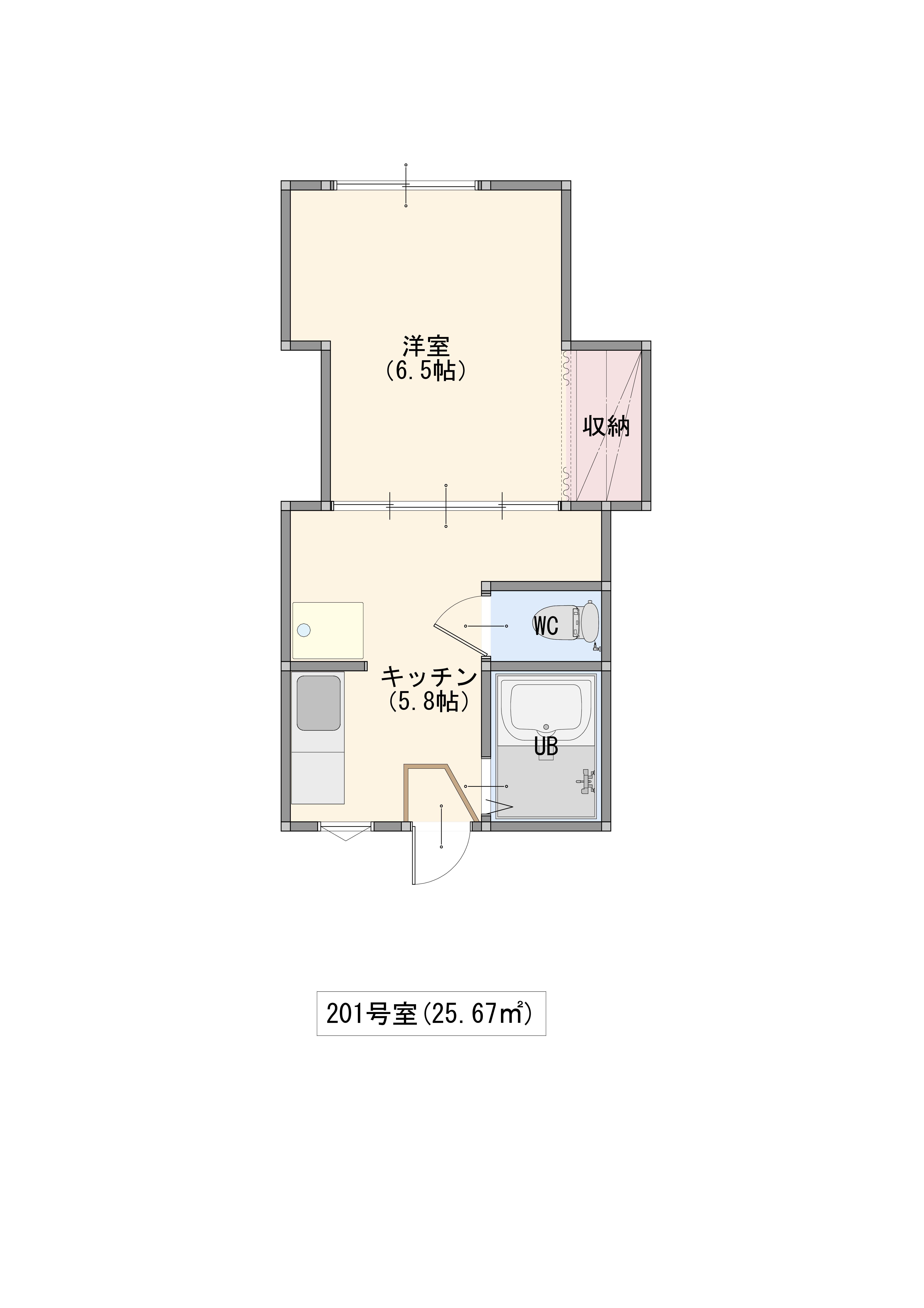 ララポート加治木(1DK/2階)の間取り写真