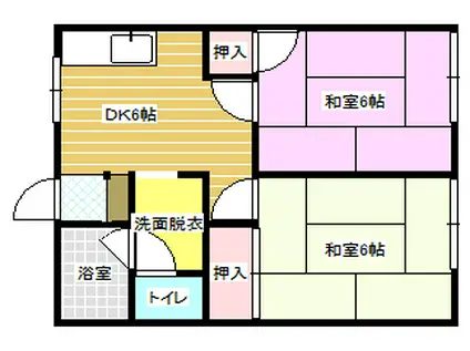 メイプルタウンかつき(2DK/2階)の間取り写真