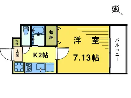 テ・ルージュ(1K/1階)の間取り写真