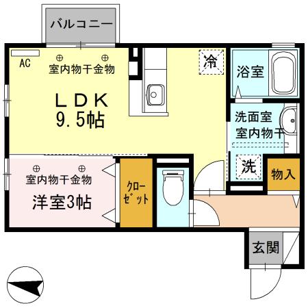 ウィークス(1LDK/2階)の間取り写真