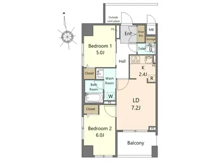 T-COURT(2LDK/1階)の間取り写真