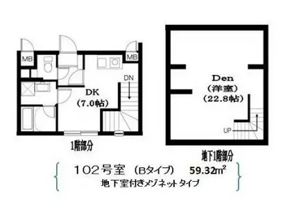RESIDENCE NAKAMEGURO(1SDK/B1階)の間取り写真