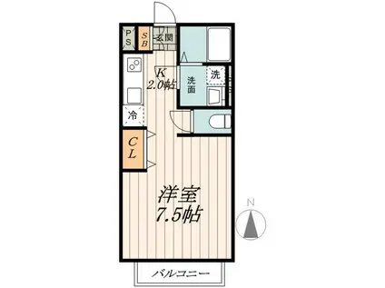 アヴニール関町東I(1K/1階)の間取り写真