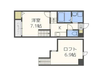 グランパーク長尾サウス(1SK/2階)の間取り写真