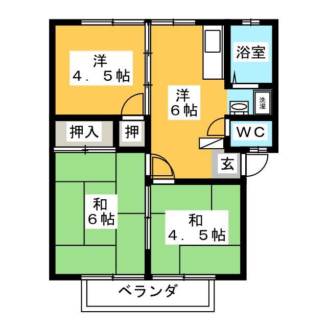 パナハイツ奈良(3DK/2階)の間取り写真