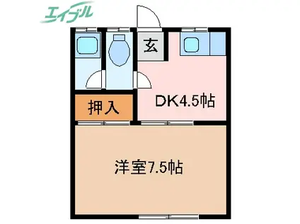 コーポ樹(1DK/1階)の間取り写真