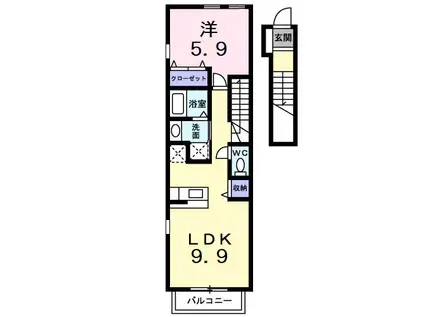 オプス田嶋II(1LDK/2階)の間取り写真