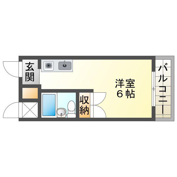 パラディッソコート(1K/5階)の間取り写真