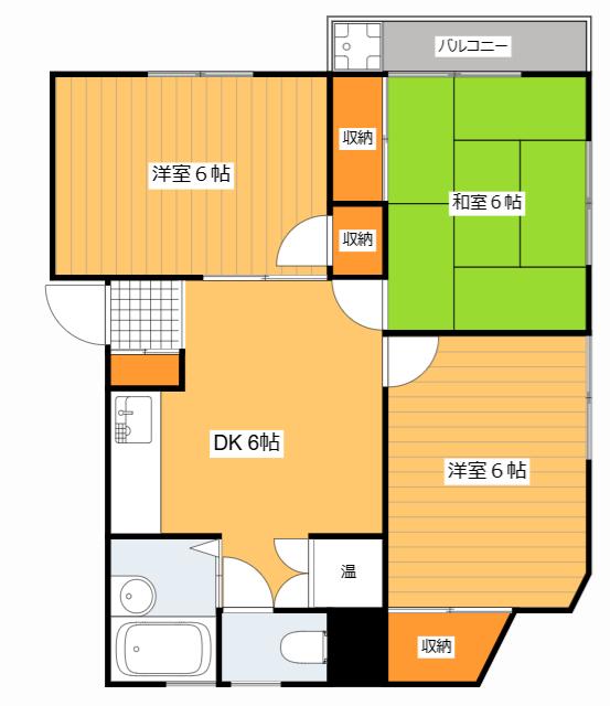 平賀ビル(3DK/3階)の間取り写真
