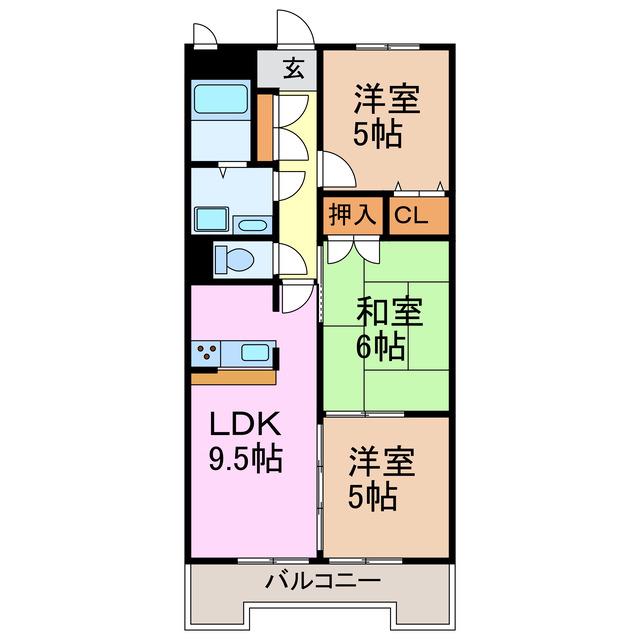 エポック三丁山(3DK/4階)の間取り写真