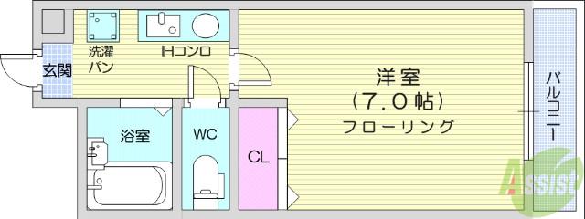 パークハイムⅡ(1K/2階)の間取り写真