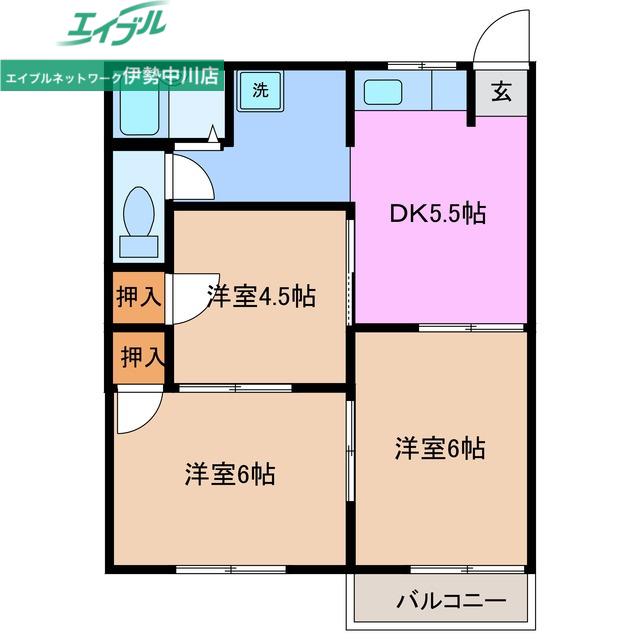 友コーポラスA(3DK/2階)の間取り写真