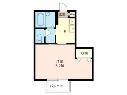 グランドール(1K/2階)の間取り写真