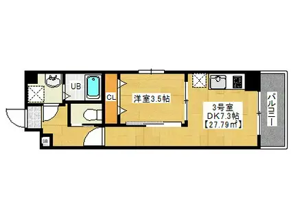 GRAZIE船橋(1DK/2階)の間取り写真