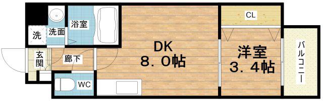 MV.IMP大阪放出(1LDK/2階)の間取り写真