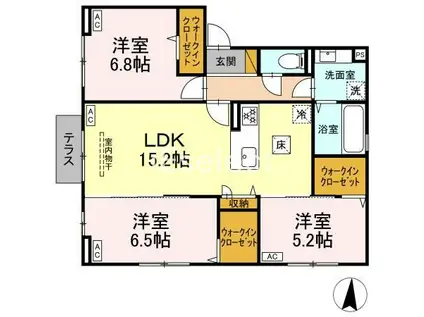 D-ROOM若草(3LDK/1階)の間取り写真
