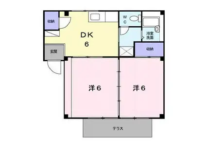 コーポサンスカイ(2DK/1階)の間取り写真