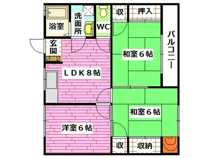 ディア・ホームC棟(3LDK/1階)の間取り写真