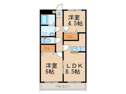 K5マンション(2LDK/2階)の間取り写真