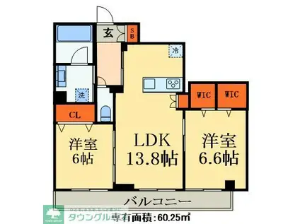 EDEL HEIM(2LDK/4階)の間取り写真