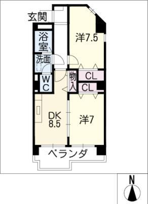 IDAKADAIBLG(2DK/3階)の間取り写真
