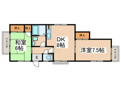 ハイツ野崎B(2DK/2階)の間取り写真