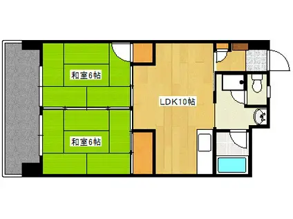 コーポ倉本(2LDK/3階)の間取り写真