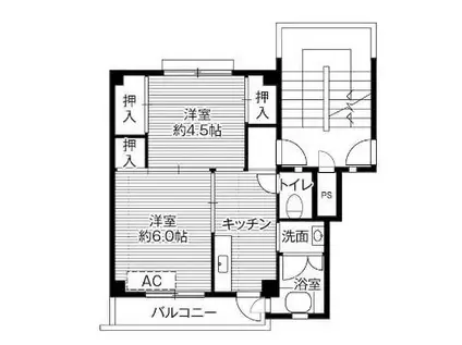 ビレッジハウス小坂 2 号棟(2K/5階)の間取り写真