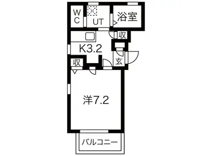 ヴィレッジ・F(1K/3階)の間取り写真