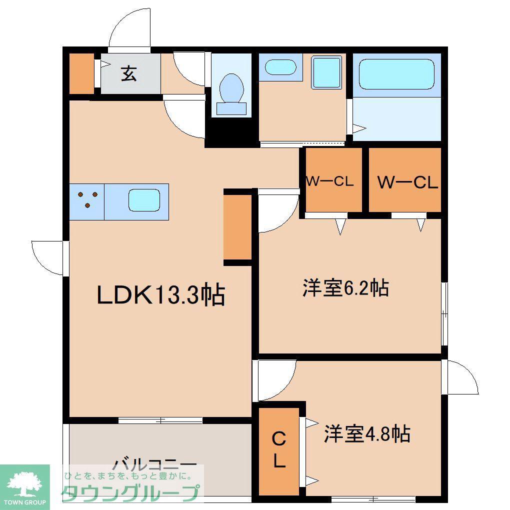 SHAIN MUTSUMI(2LDK/1階)の間取り写真