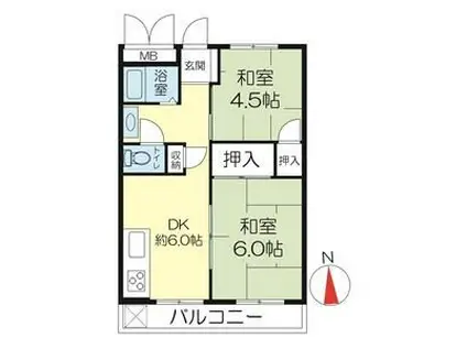 メゾン本山B(2DK/1階)の間取り写真