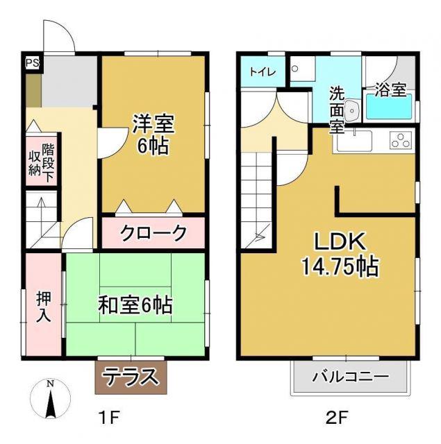 ラヴィアンローズ(2LDK/1階)の間取り写真