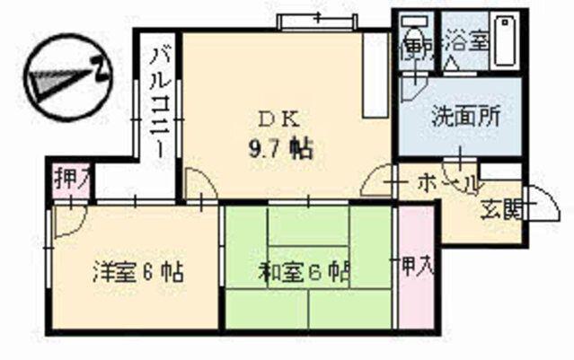 メゾン江波東(2DK/3階)の間取り写真