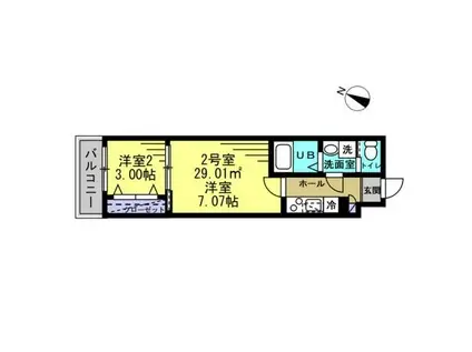AJ草加新田(2K/1階)の間取り写真