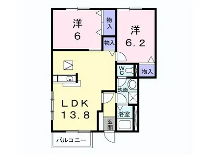 プレステージガーデン(2LDK/1階)の間取り写真