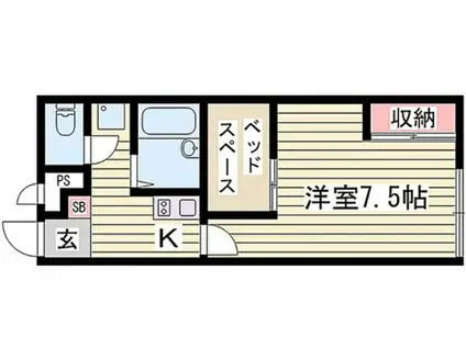 コンフォートたつのKANBE(1K/2階)の間取り写真