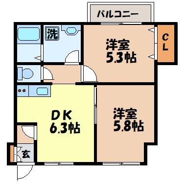 COZY(2DK/1階)の間取り写真