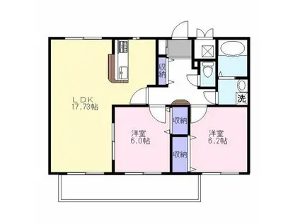 クレール弐番館(2LDK/3階)の間取り写真