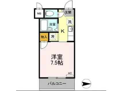 キララハイツ(1K/2階)の間取り写真