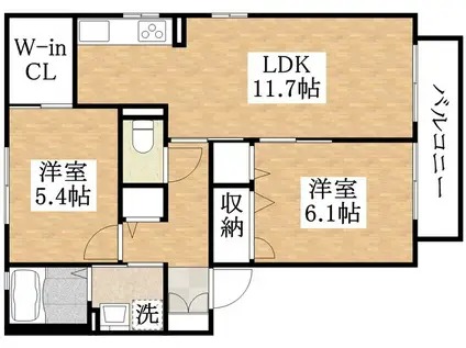 バリュージュ加美東D棟 D(2LDK/1階)の間取り写真