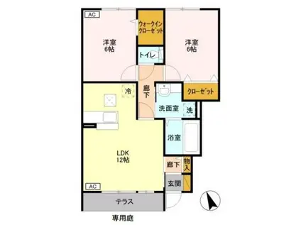 ヴェルドミール(2LDK/1階)の間取り写真