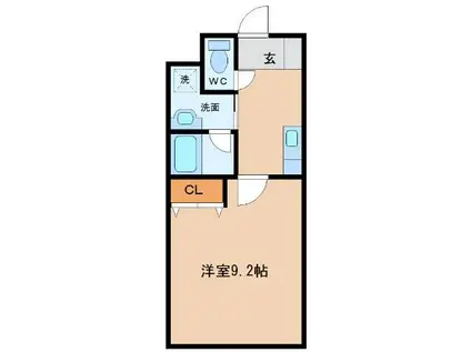 ニューグランドノガミ(1K/2階)の間取り写真