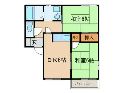 タウニー菱川(2DK/2階)の間取り写真