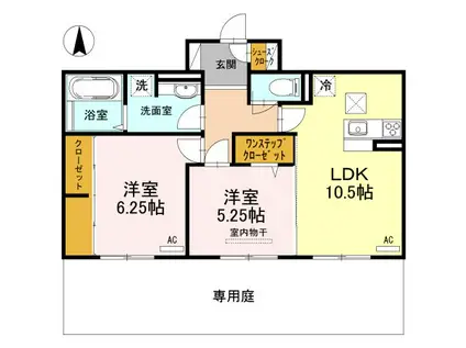 ファイブスター(2LDK/1階)の間取り写真