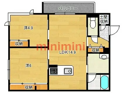 ヴァンベール(2LDK/1階)の間取り写真