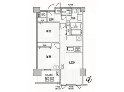 アプリーレ神戸元町(2LDK/12階)の間取り写真